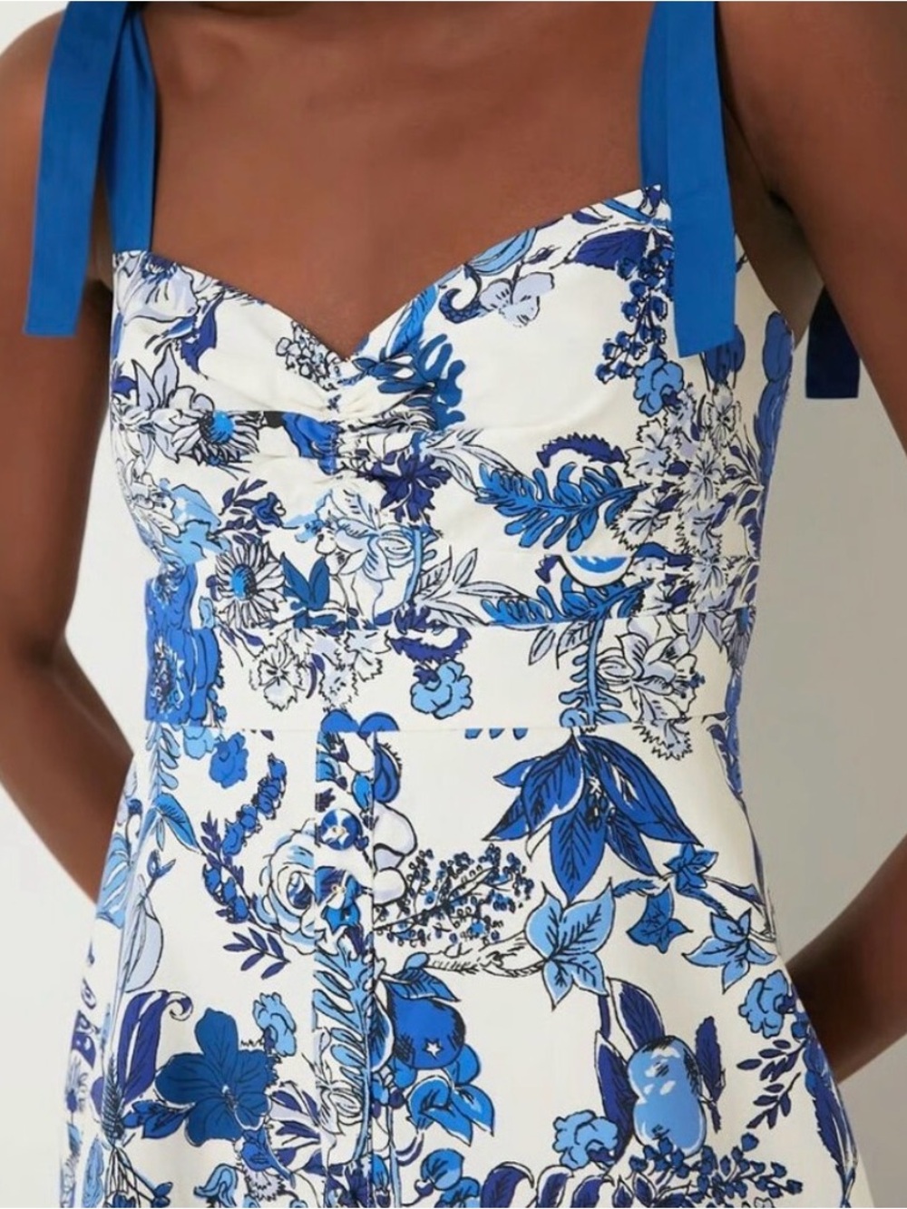 Cara Cara Flower Grid Blue Belvedere Dress - Picture 2 of 16